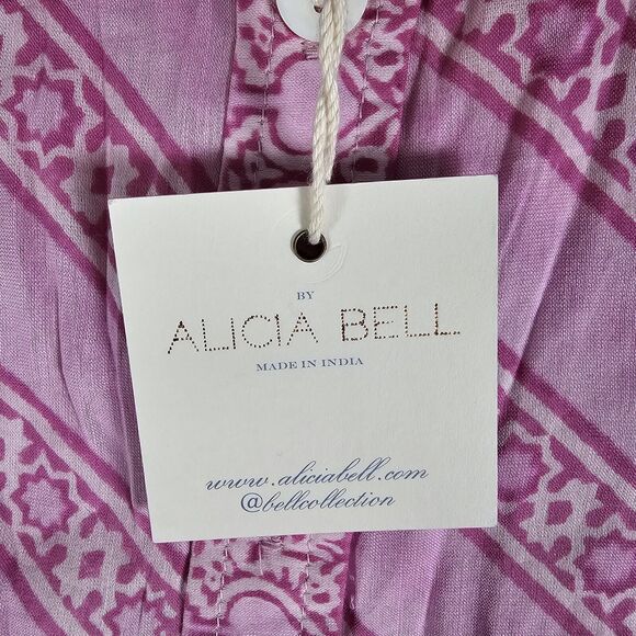 NWT Bell By Alicia Bell Button Up Shirt Silk Blend Womens Size 4 Pink - Picture 4 of 10